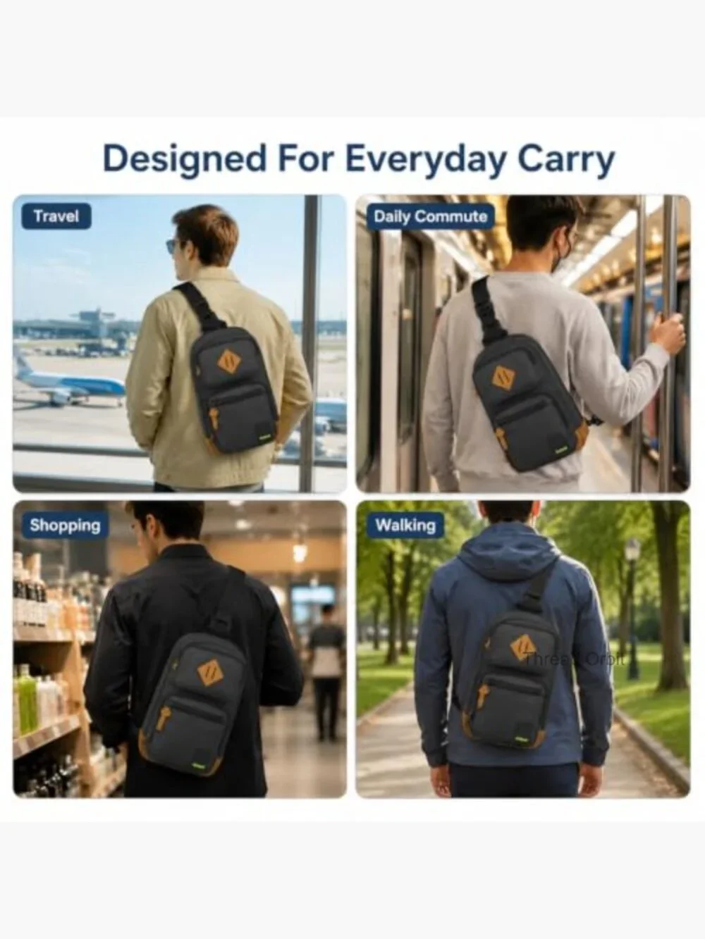 Waterproof Lightweight Sling Crossbody Bag with Multi-Pockets
